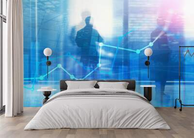 Financial growth graph. Sales increase, marketing strategy concept. Wall mural